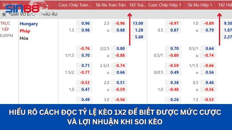 Hiểu rõ cách đọc tỷ lệ kèo 1x2 để biết được mức cược và lợi nhuận khi soi kèo